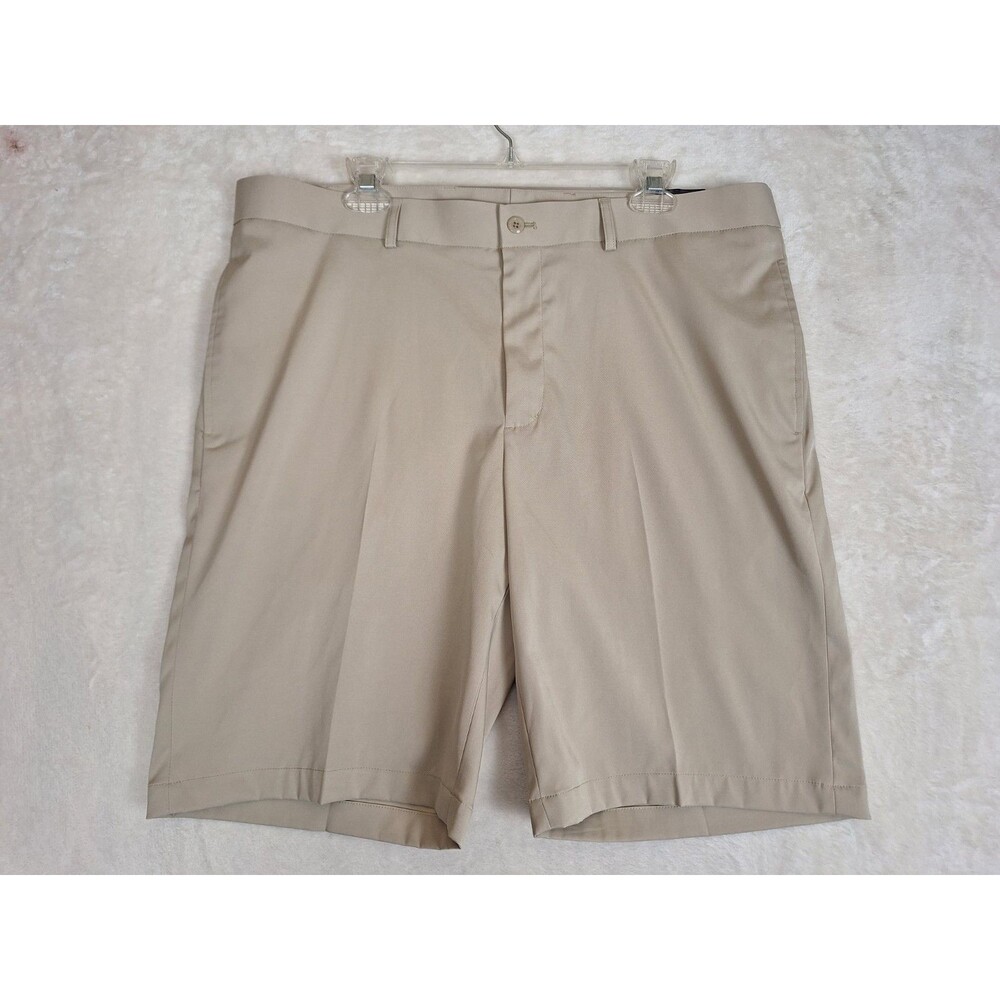 Slazenger Shorts Men 38 Beige Solid Golf Flat Front Hiking Stretch  10" Inseam